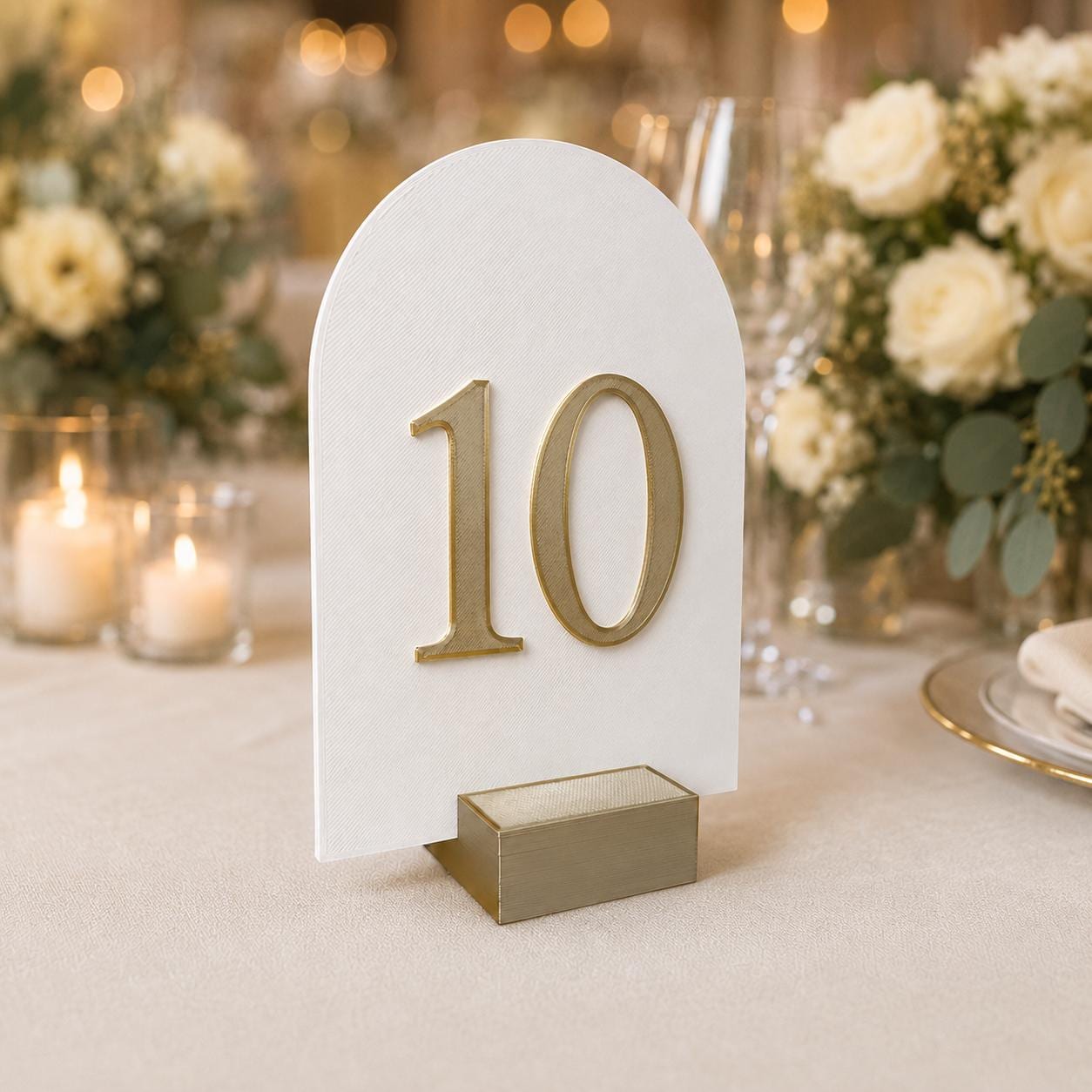Arched Wedding Table Numbers, White and Gold Reception Table Number Signs, Elegant Wedding Decor - product image 5