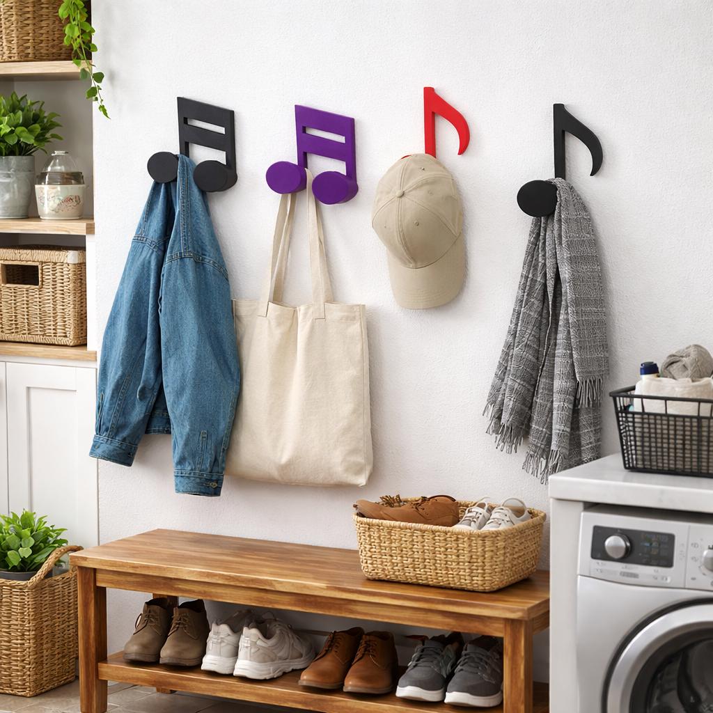 3D Printed Music Note Wall Hook – Modern Decorative Hanger