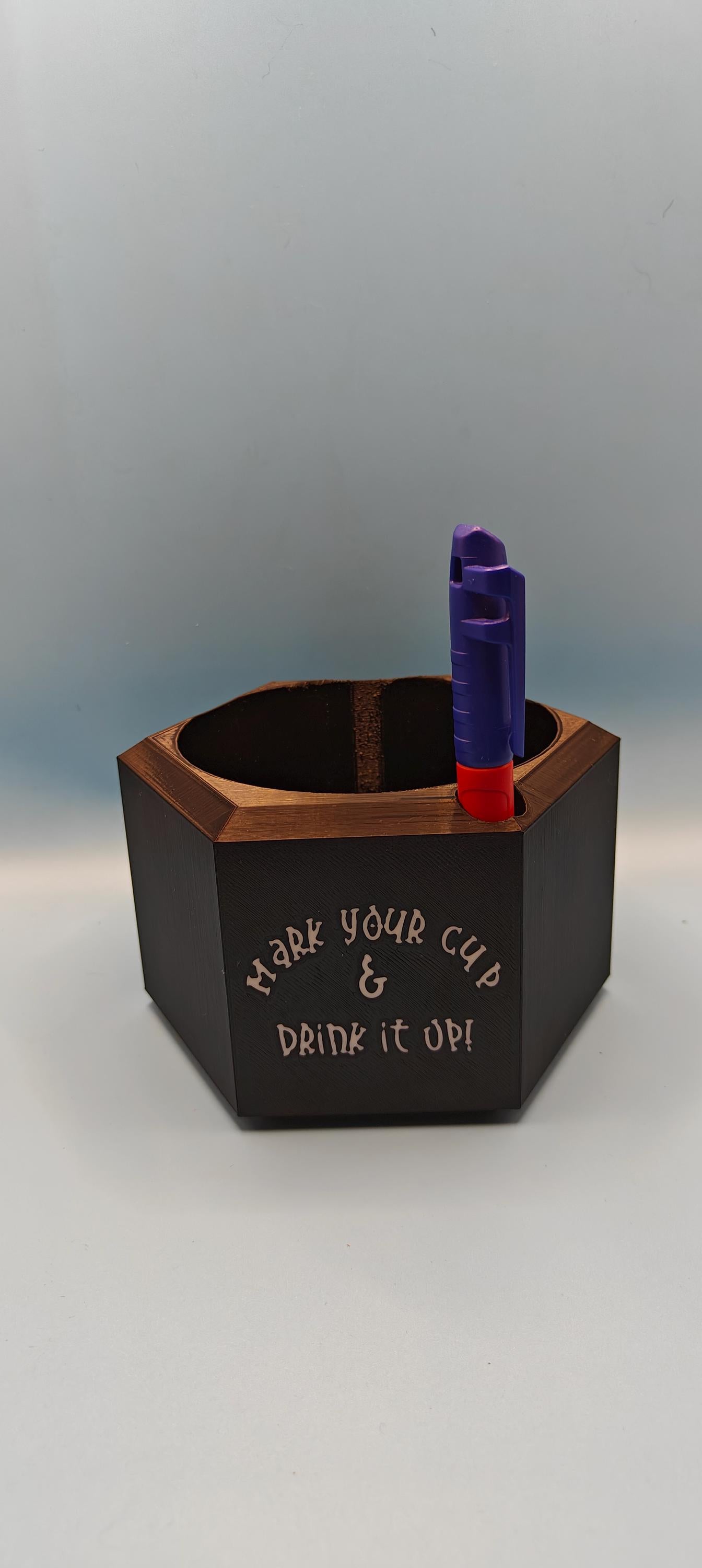 3D Printed Party Cup Holder with Marker holder - Custom Drink Organizer