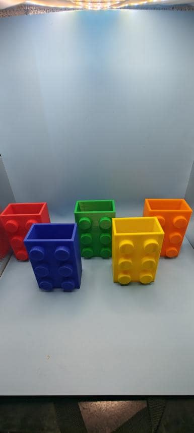 Building Block Brick Pencil Holder, Fun Desk Organizer, Gift for Kids & Adults