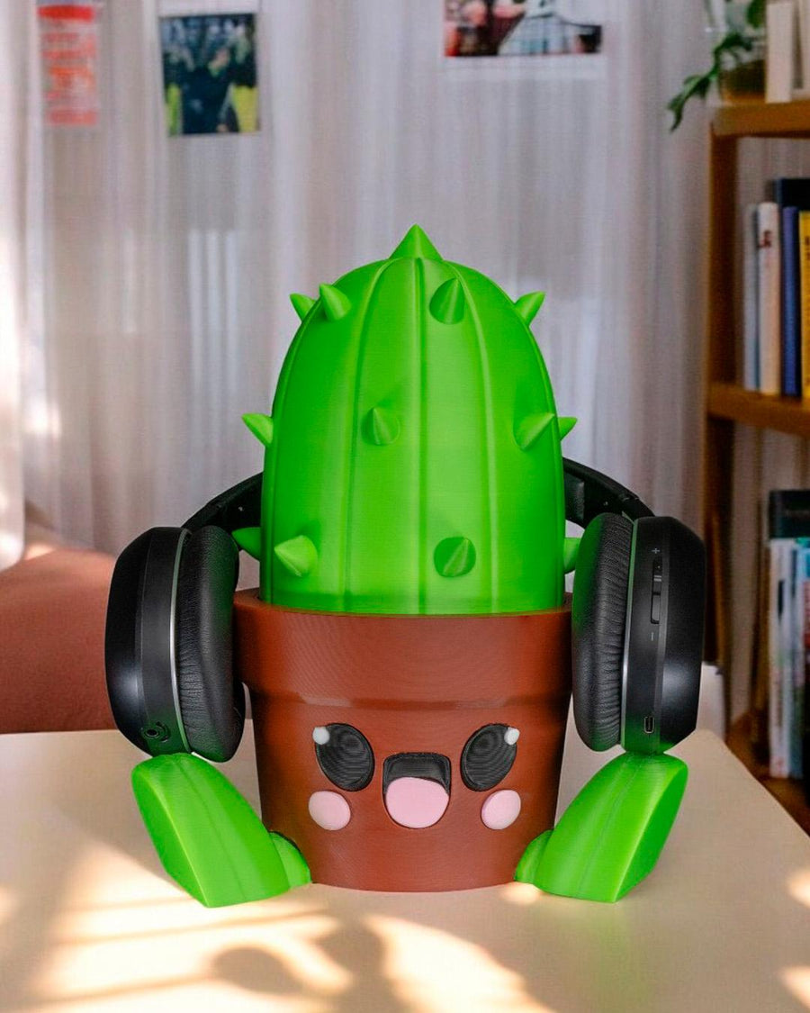 Kawaii Cactus Headphone Stand – 3D Printed Anime Desk Decor