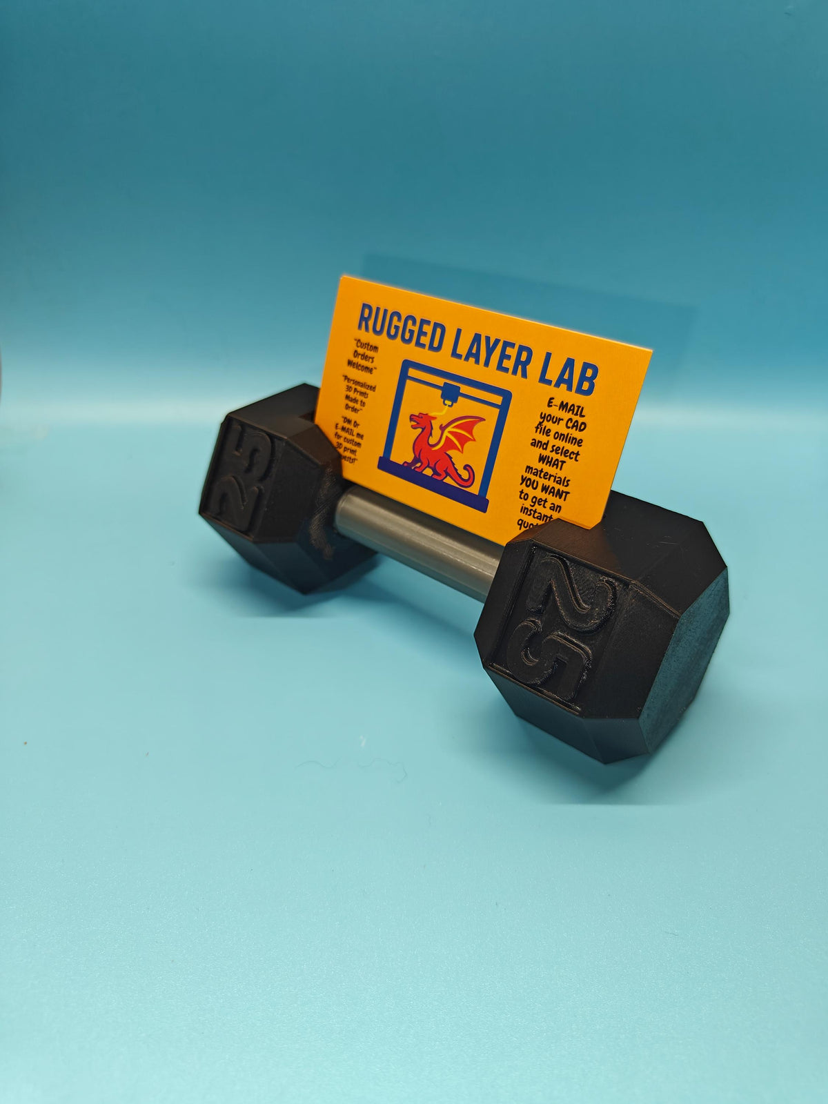 Dumbbell Business Card Holder – 3D Printed Gym Desk Organizer - product image 5
