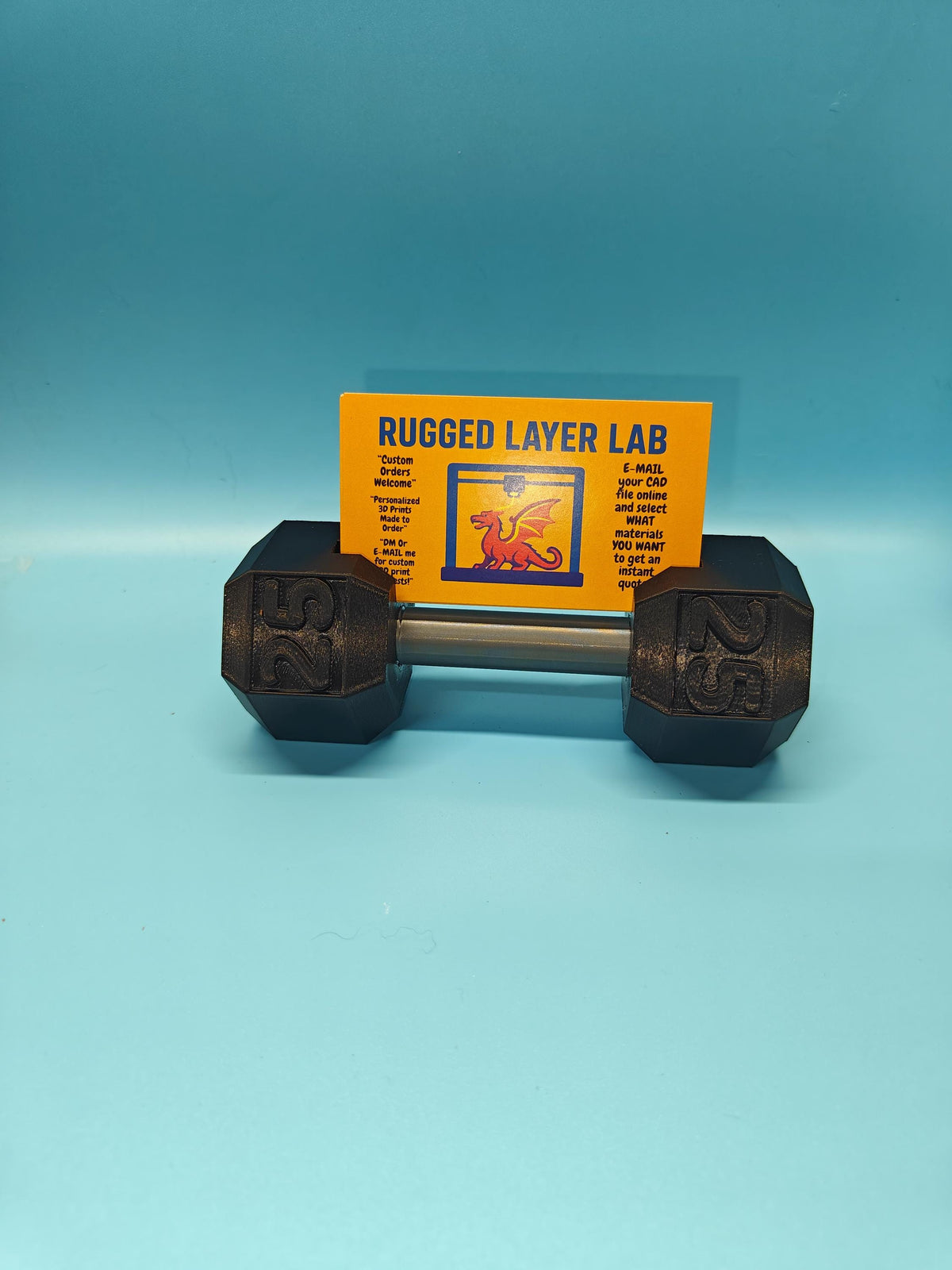 Dumbbell Business Card Holder – 3D Printed Gym Desk Organizer - product image 1