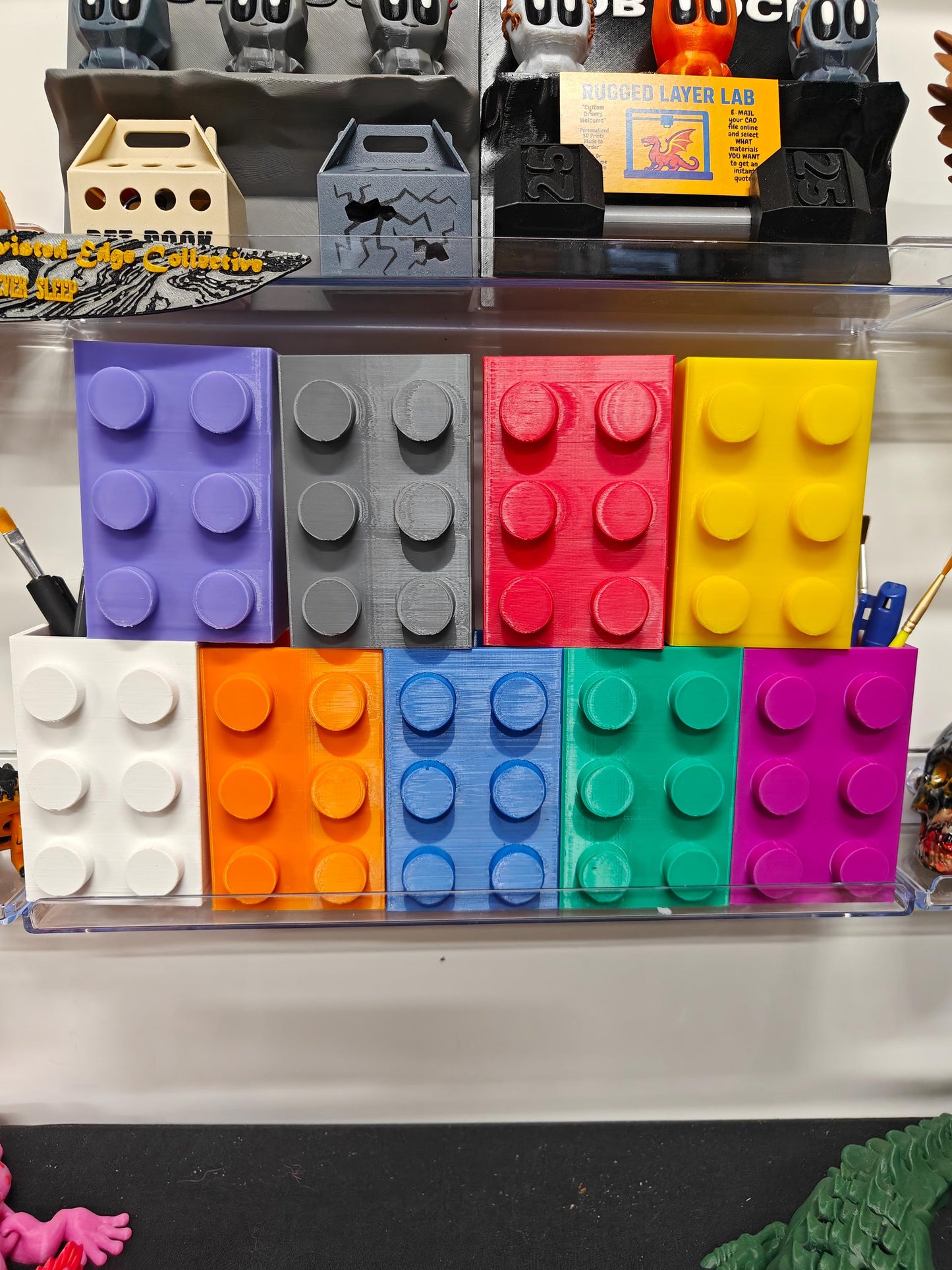 Building Block Pencil Holder – Colorful Desk Organizer with Optional Magnets - product image 1