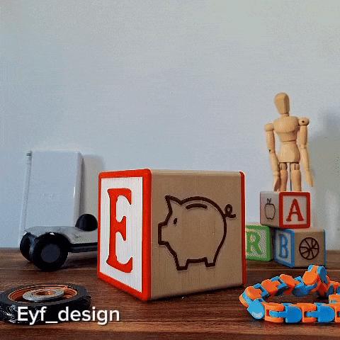 Alphabet Block Piggy Bank | 3D Printed Nursery Decor - product image 2