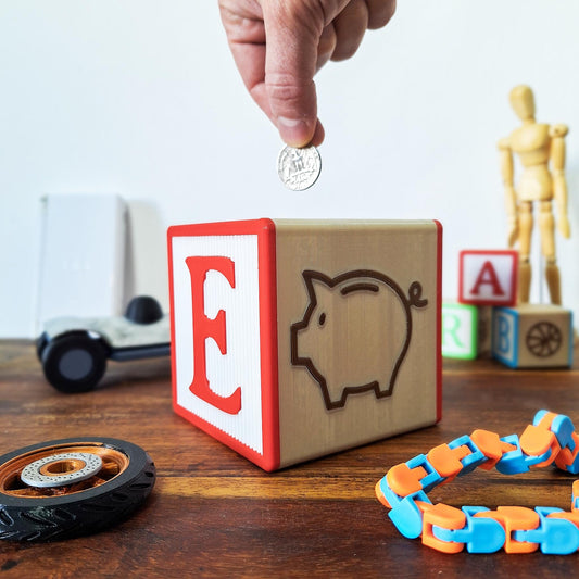 Alphabet Block Piggy Bank | 3D Printed Nursery Decor - product image 1