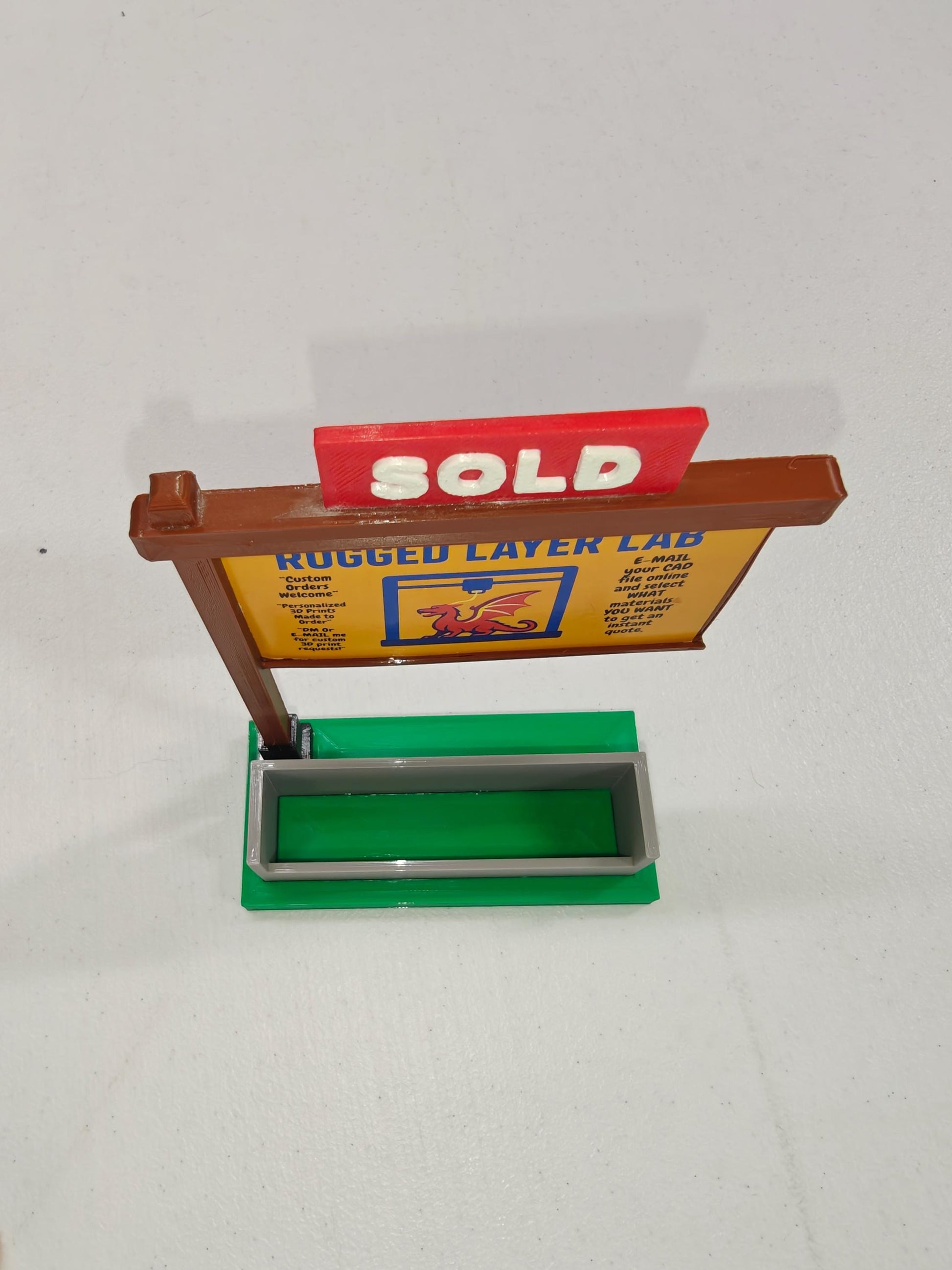 Real Estate SOLD Sign Business Card Holder | Realtor Desk Display | Removable Sold Sign | Office & Open House Decor