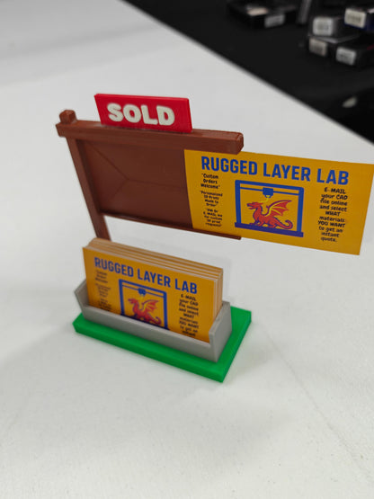 Real Estate SOLD Sign Business Card Holder | Realtor Desk Display | Removable Sold Sign | Office & Open House Decor