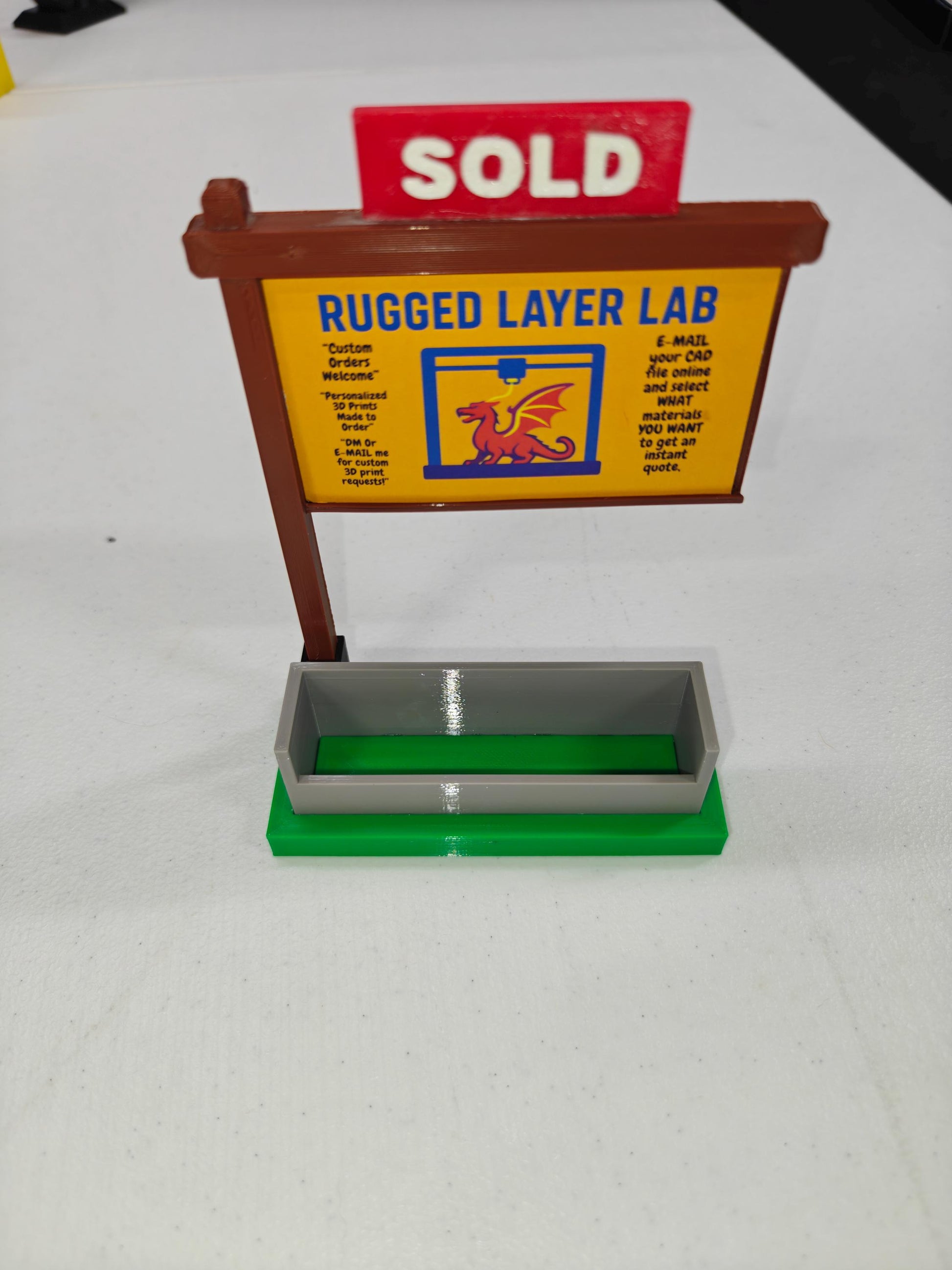 Real Estate SOLD Sign Business Card Holder | Realtor Desk Display | Removable Sold Sign | Office & Open House Decor