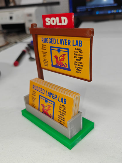 Real Estate SOLD Sign Business Card Holder | Realtor Desk Display | Removable Sold Sign | Office & Open House Decor