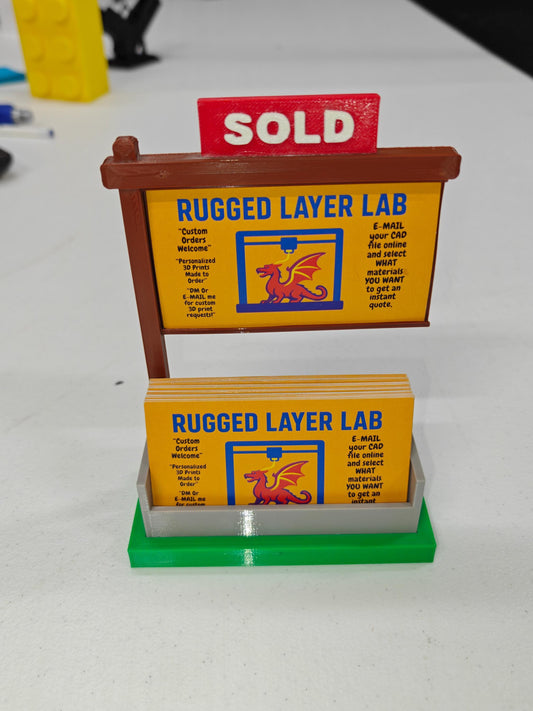 Real Estate SOLD Sign Business Card Holder | Realtor Desk Display | Removable Sold Sign | Office & Open House Decor - product