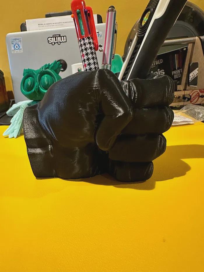 3D Printed Fist Pen Holder | Unique Desk Organizer, Gift - product image 1