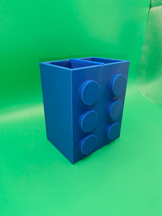 Building Block Pencil Holder – Dual Compartment Desk Organizer and Toothbrush Cup - product image 2