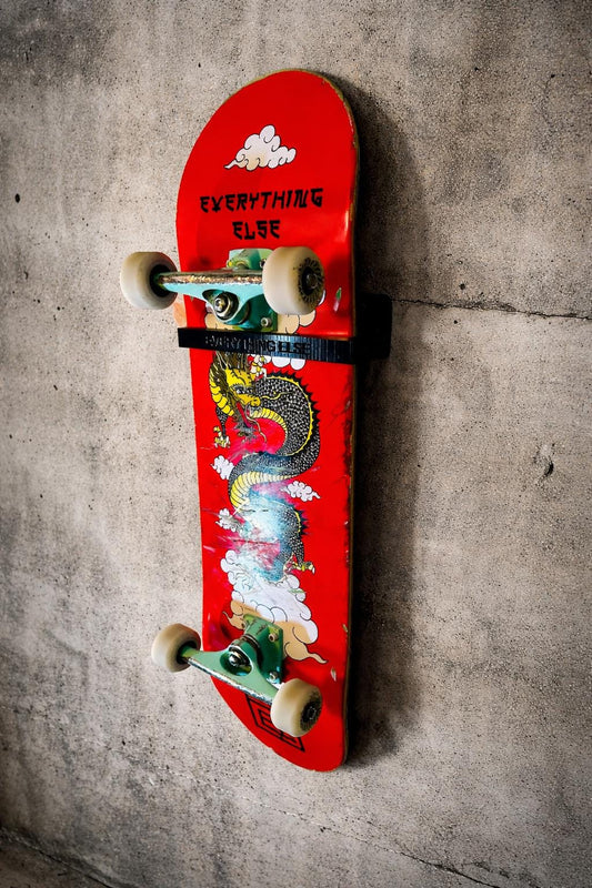 Skateboard Wall Mount Display Rack | 3D Printed Vertical Board Hanger | Secure Strap Deck Holder & Storage Hanger - product