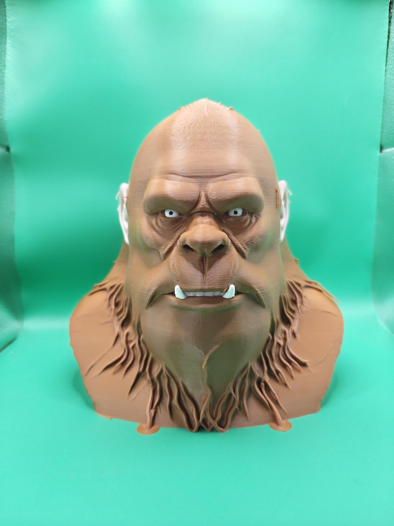 3D Printed Bigfoot Bust | Sasquatch Head Sculpture, Cryptid Decor