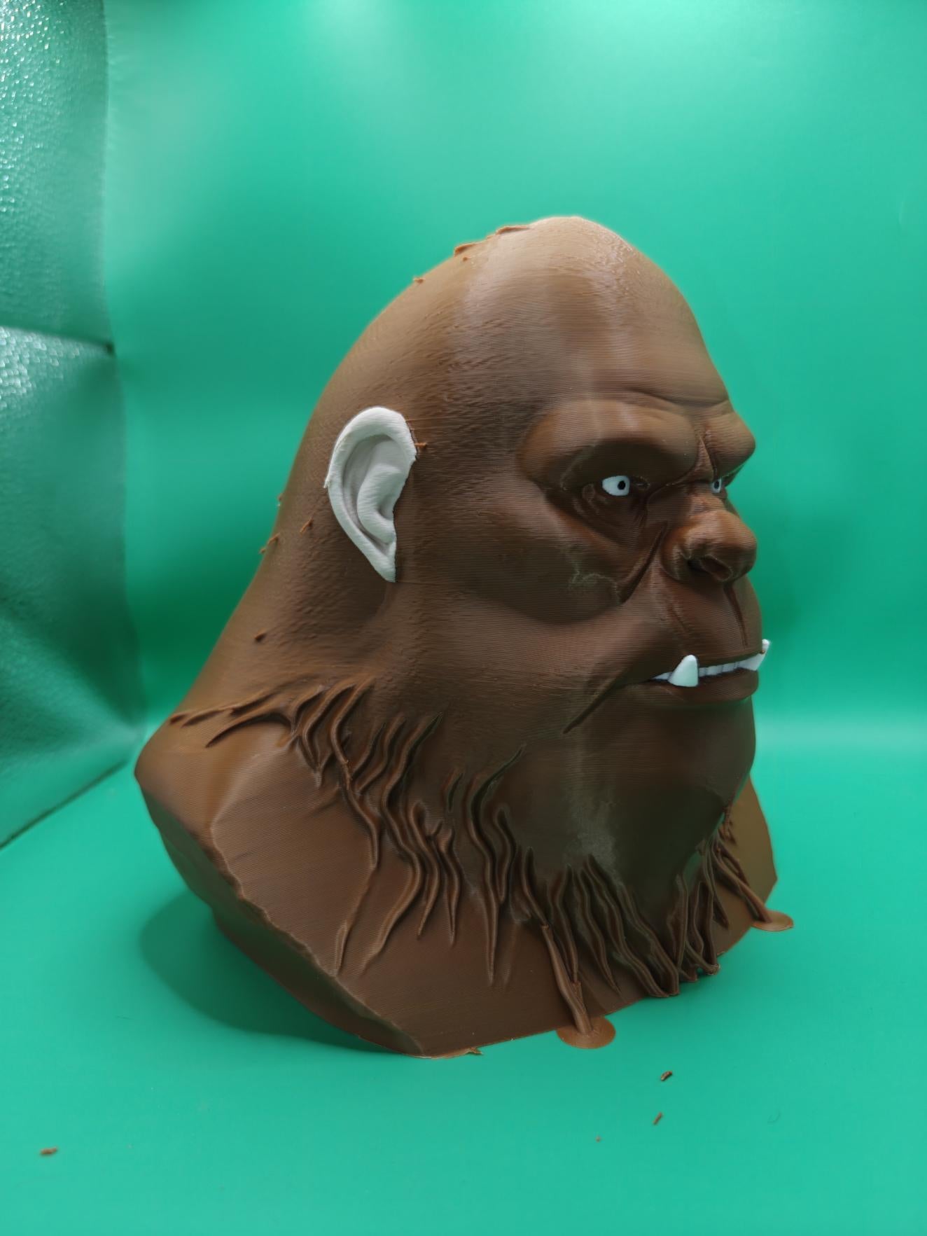3D Printed Bigfoot Bust | Sasquatch Head Sculpture, Cryptid Decor