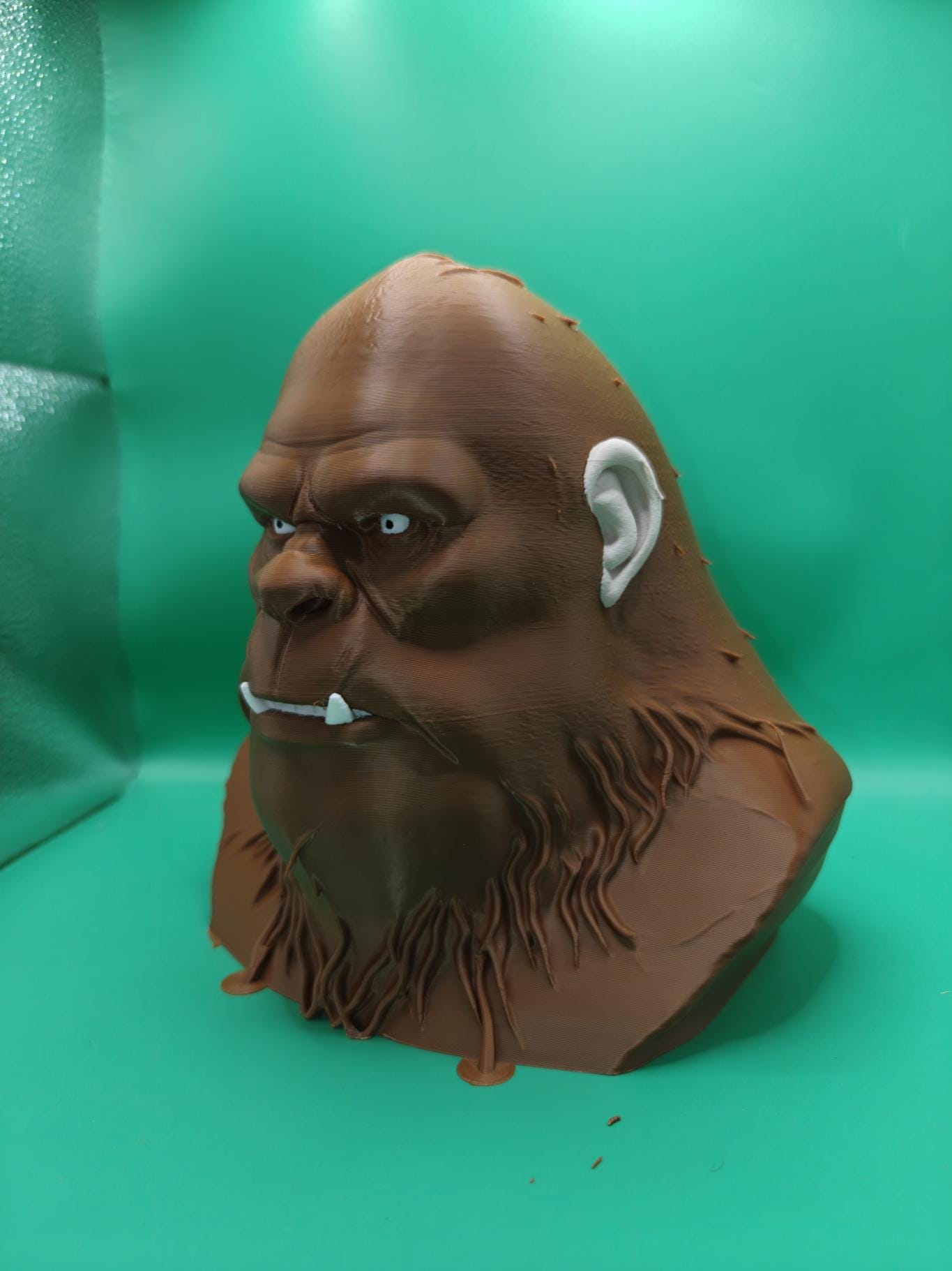 3D Printed Bigfoot Bust | Sasquatch Head Sculpture, Cryptid Decor