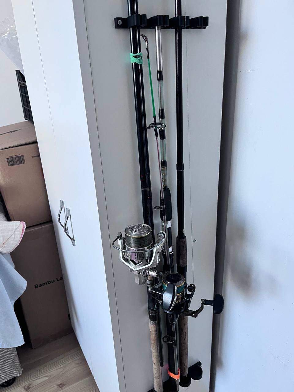 3D Printed Fishing Rod Holder, 4 Rod Vertical Wall Mount Storage Organizer - product image 1
