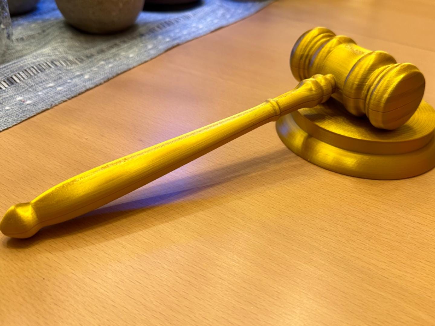 3D Printed Gavel and Sound Block, Gold Courtroom Prop, Lawyer Gift - product image 7
