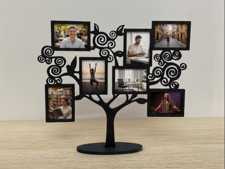 3D Printed Family Photo Tree Display, Tabletop Keepsake Frame - product image 1