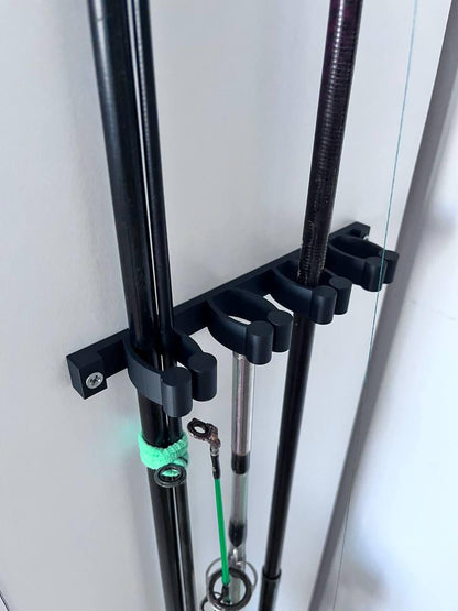 3D Printed Fishing Rod Holder, 4 Rod Vertical Wall Mount Storage Organizer - product image 3