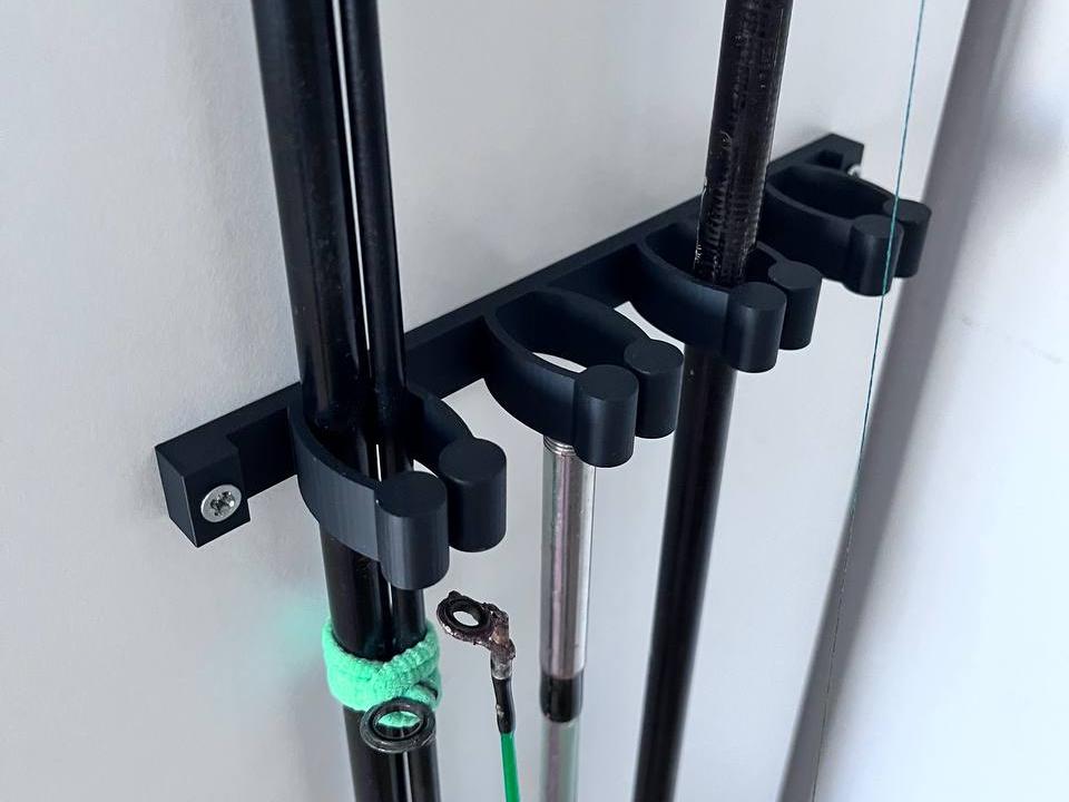 3D Printed Fishing Rod Holder, 4 Rod Vertical Wall Mount Storage Organizer - product image 5
