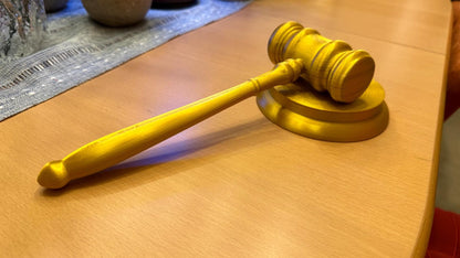 3D Printed Gavel and Sound Block, Gold Courtroom Prop, Lawyer Gift - product image 3