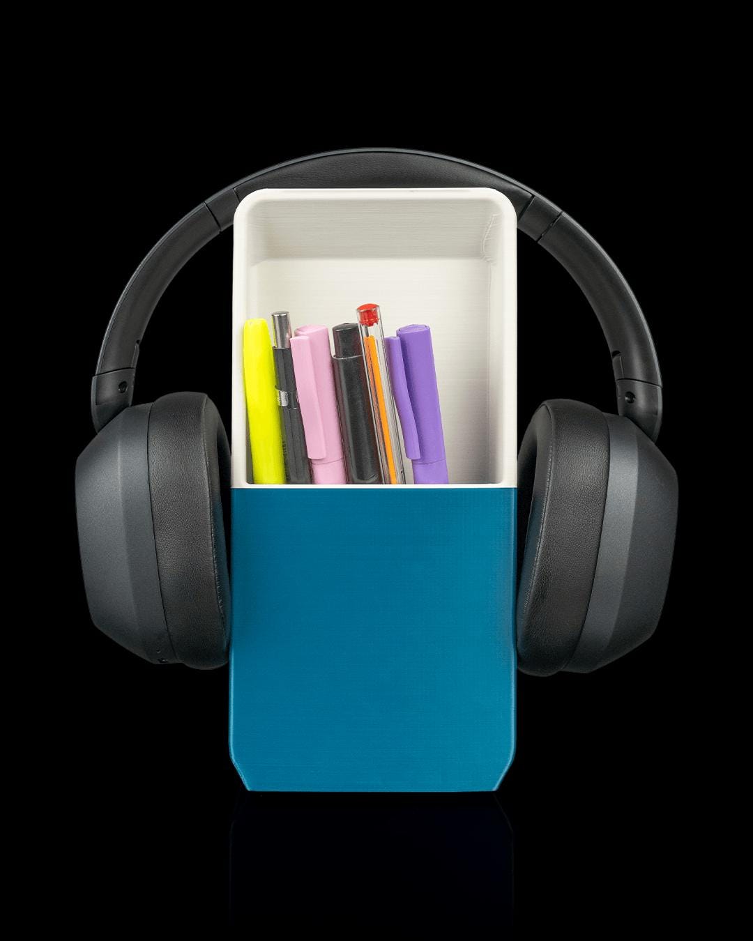 3D Printed Headphone Phone Holder Stand, Double Desk Organizer, Pen Caddy - product image 3