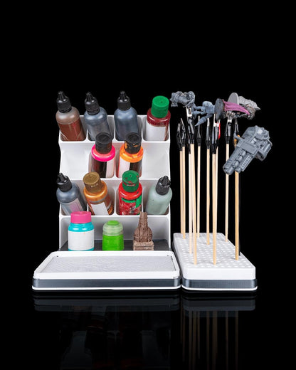 Painter’s Station Desk Organizer, Hobby Paint Bottle Holder with Drying Rack, Painting Storage Stand - product image 1