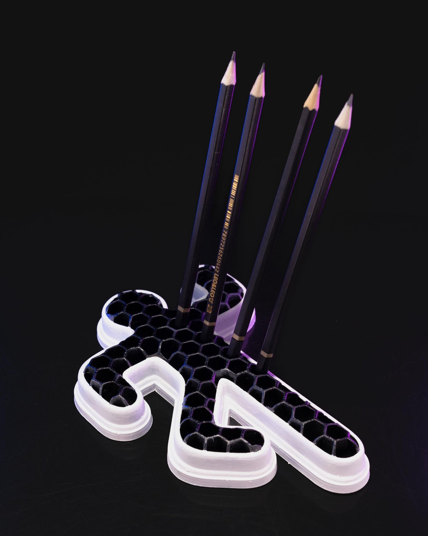 3D Printed Chalk Outline Pencil Holder, Honeycomb Desk Organizer, Office Decor - product image 1