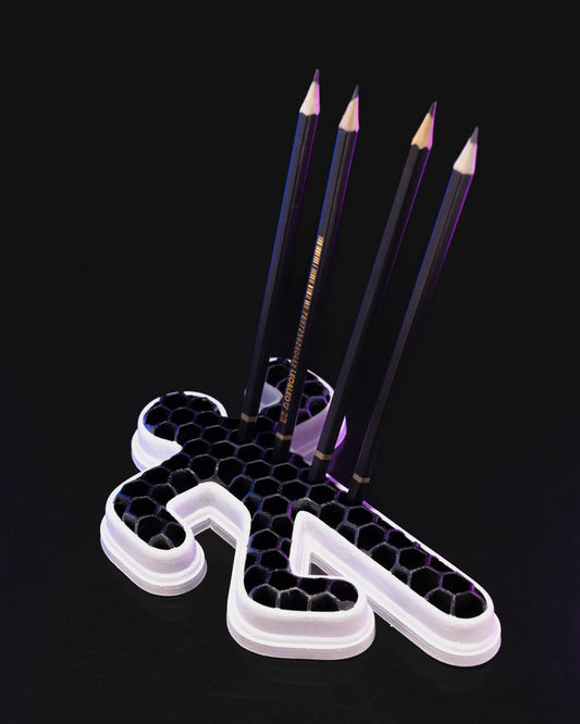 3D Printed Chalk Outline Pencil Holder, Honeycomb Desk Organizer, Office Decor - product image 1