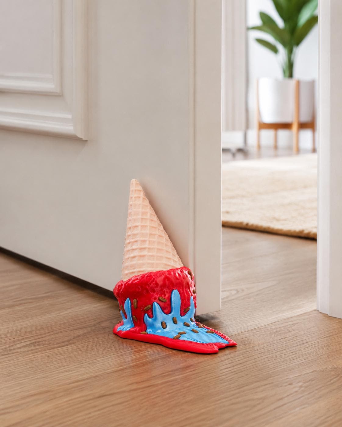 3D Printed Melting Ice Cream Cone Door Stopper, Novelty Home Decor Wedge - product image 1