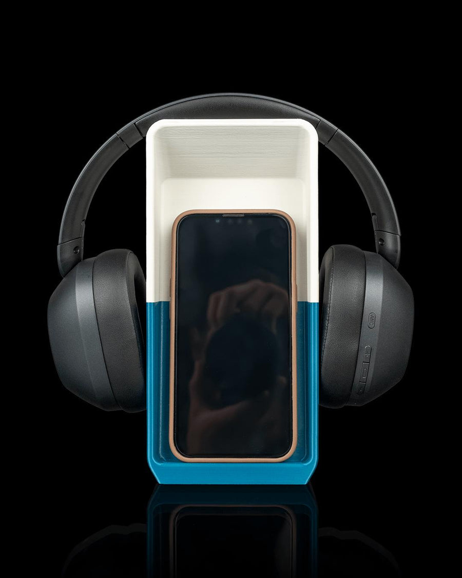 3D Printed Headphone Phone Holder Stand, Double Desk Organizer, Pen Caddy - product image 1