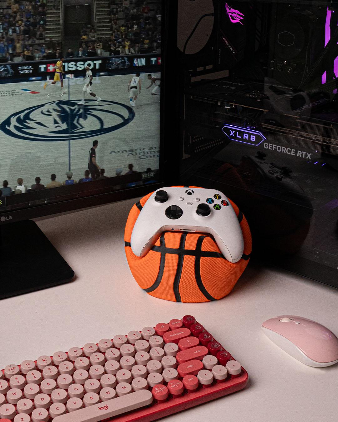 Swish Basketball Controller Holder Compatible with Xbox & PS5 Controllers, 3D Printed Gaming Stand, Gamer Desk Decor