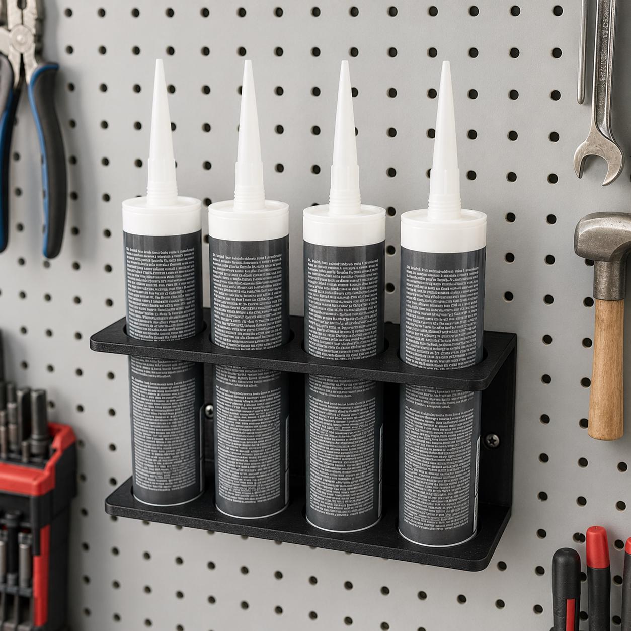 Caulk Tube Wall Holder – 4-Slot Sealant and Construction Adhesive Organizer - product image 1
