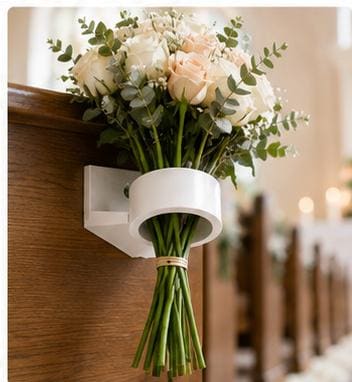 Wedding Pew Flower Holder | Bridal Aisle Bouquet Holder | Church Pew Floral Mount | Ceremony Pew Decoration | Wedding Decor