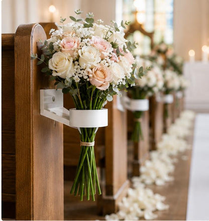 Wedding Pew Flower Holder | Bridal Aisle Bouquet Holder | Church Pew Floral Mount | Ceremony Pew Decoration | Wedding Decor