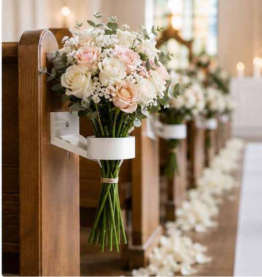 Wedding Pew Flower Holder | Bridal Aisle Bouquet Holder | Church Pew Floral Mount | Ceremony Pew Decoration | Wedding Decor