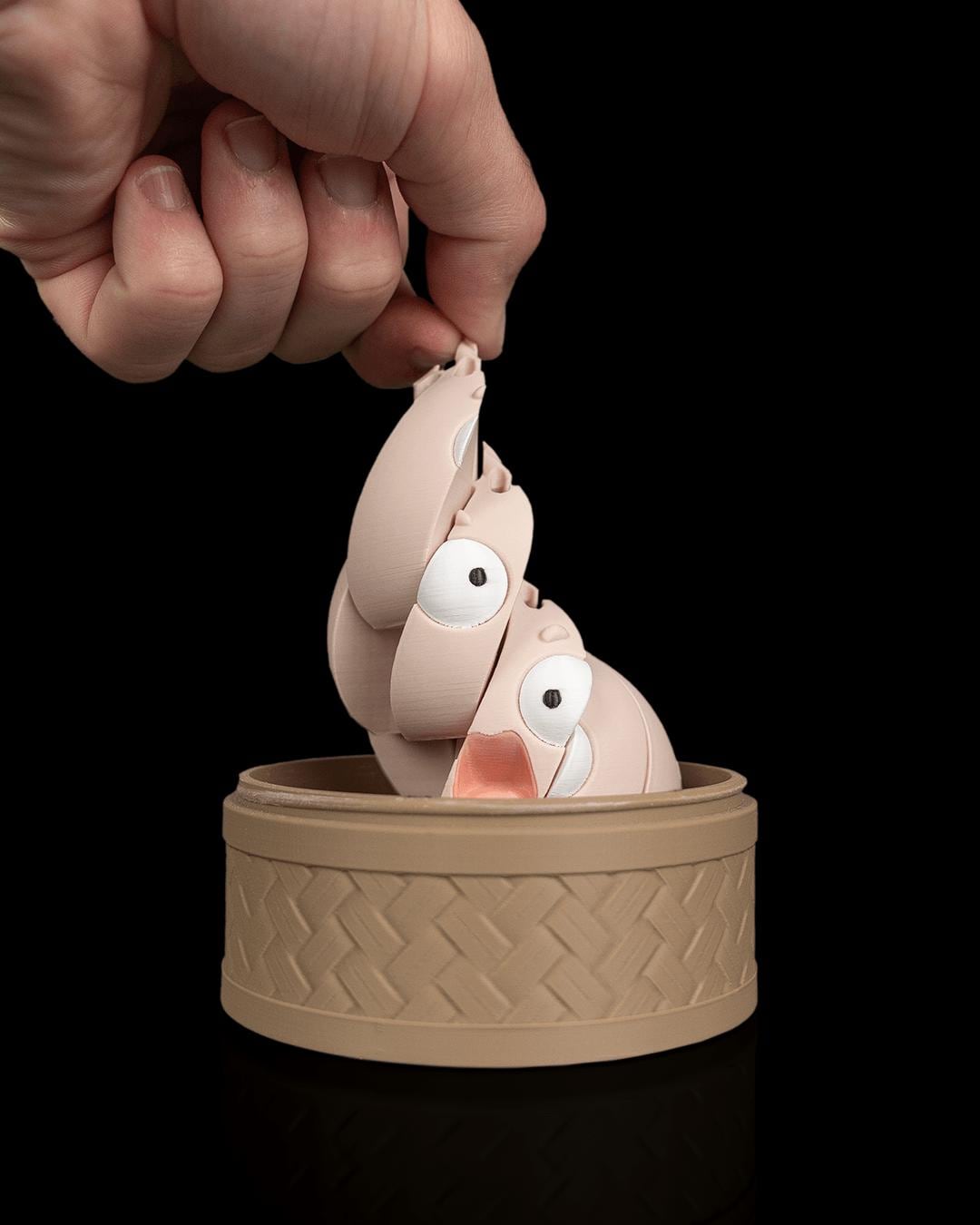 Dumpling Surprise Fidget Toy with Basket & Keychain, 3D Printed Sensory Desk Toy, Cute Food Fidget Gift - product image 1
