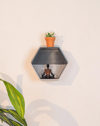 Set of 4 Modular Hexagon Wall Shelves, Geometric Floating Shelf Set, Modern 3D Printed Plant Shelves, Honeycomb Wall Decor
