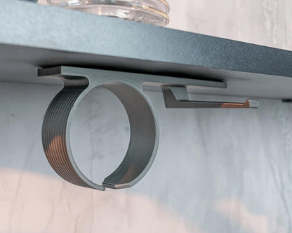 Under Cabinet Cup Holder Rail, 3D Printed Mug Rack, Under Shelf Tumbler Organizer, Space Saving Kitchen Storage, No Drill Coffee Mug Hanger