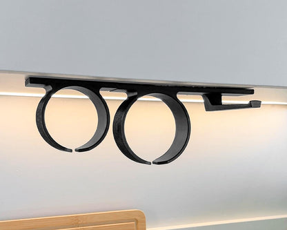 Under Cabinet Cup Holder Rail, 3D Printed Mug Rack, Under Shelf Tumbler Organizer, Space Saving Kitchen Storage, No Drill Coffee Mug Hanger