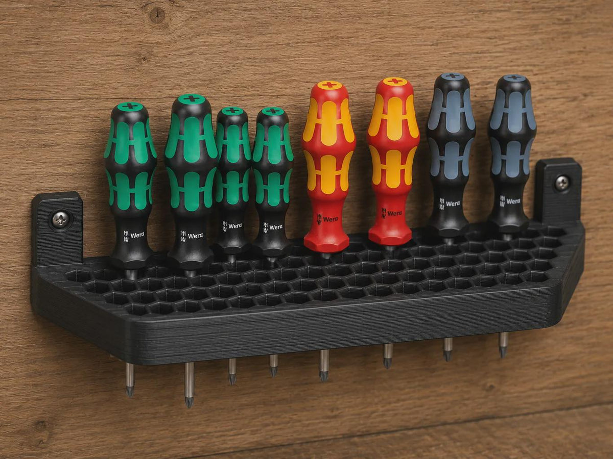 Wall-Mounted Screwdriver Holder – Small or Large Tool Organizer for Garage and Workshop