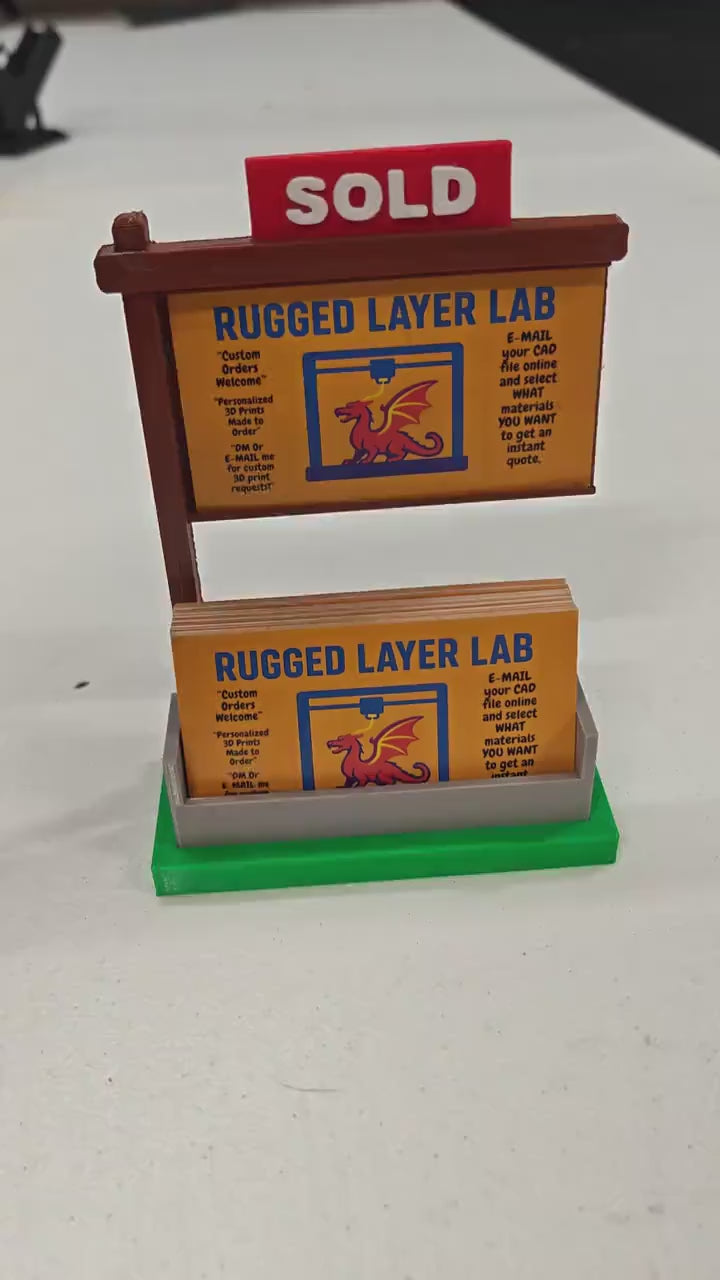 Real Estate SOLD Sign Business Card Holder | Realtor Desk Display | Removable Sold Sign | Office & Open House Decor
