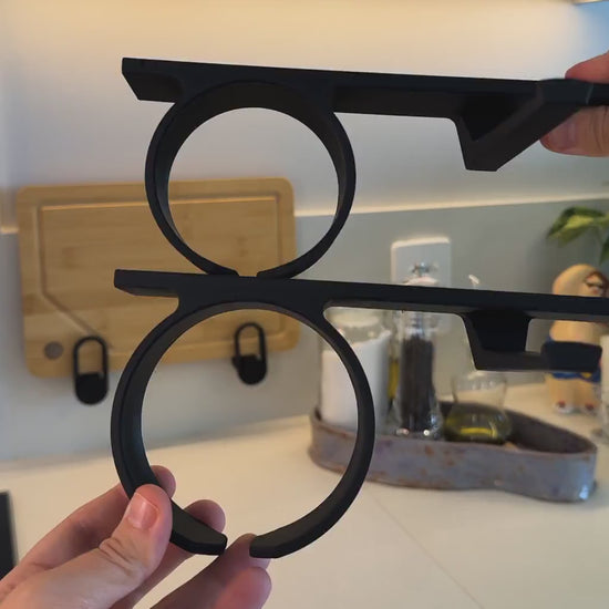 Under Cabinet Cup Holder Rail, 3D Printed Mug Rack, Under Shelf Tumbler Organizer, Space Saving Kitchen Storage, No Drill Coffee Mug Hanger