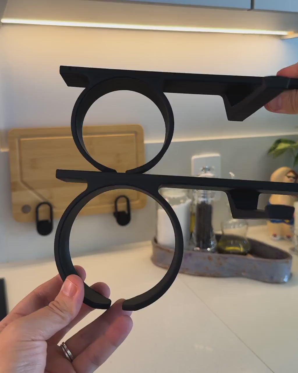 Under Cabinet Cup Holder Rail, 3D Printed Mug Rack, Under Shelf Tumbler Organizer, Space Saving Kitchen Storage, No Drill Coffee Mug Hanger